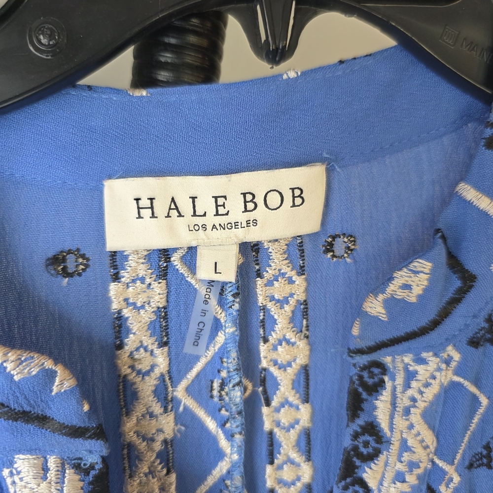 Hale Bob Blue Geometric Long Sleeve Dress - Picture 9 of 13